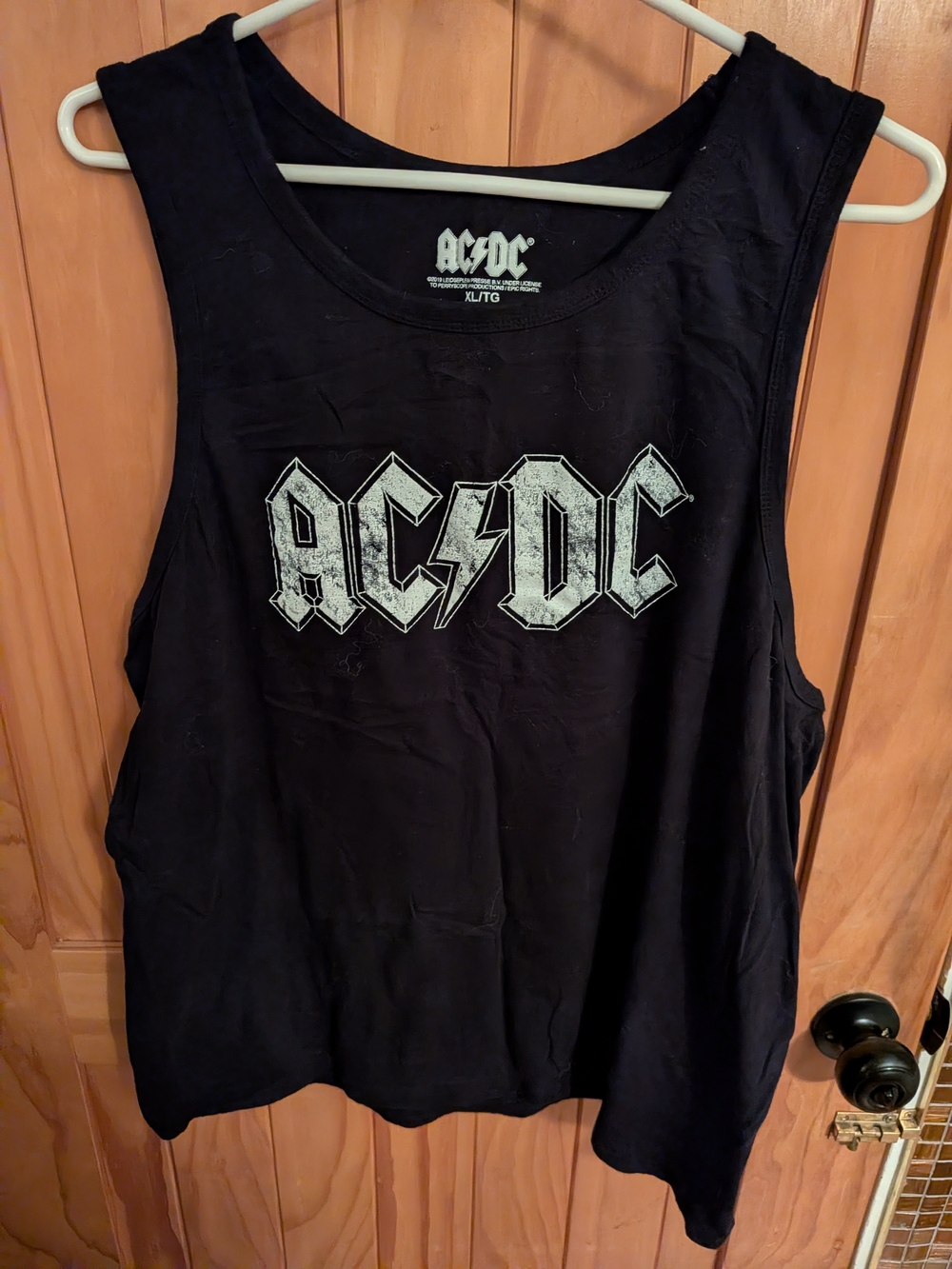 AC/DC Black Graphic Tank - Distressed White Logo XLarge